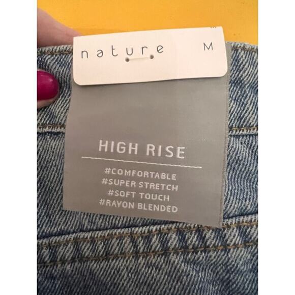Nature Denim High Rise Distressed Ripped Blue Jean Cut Off Shorts Size M NWT - Picture 8 of 8